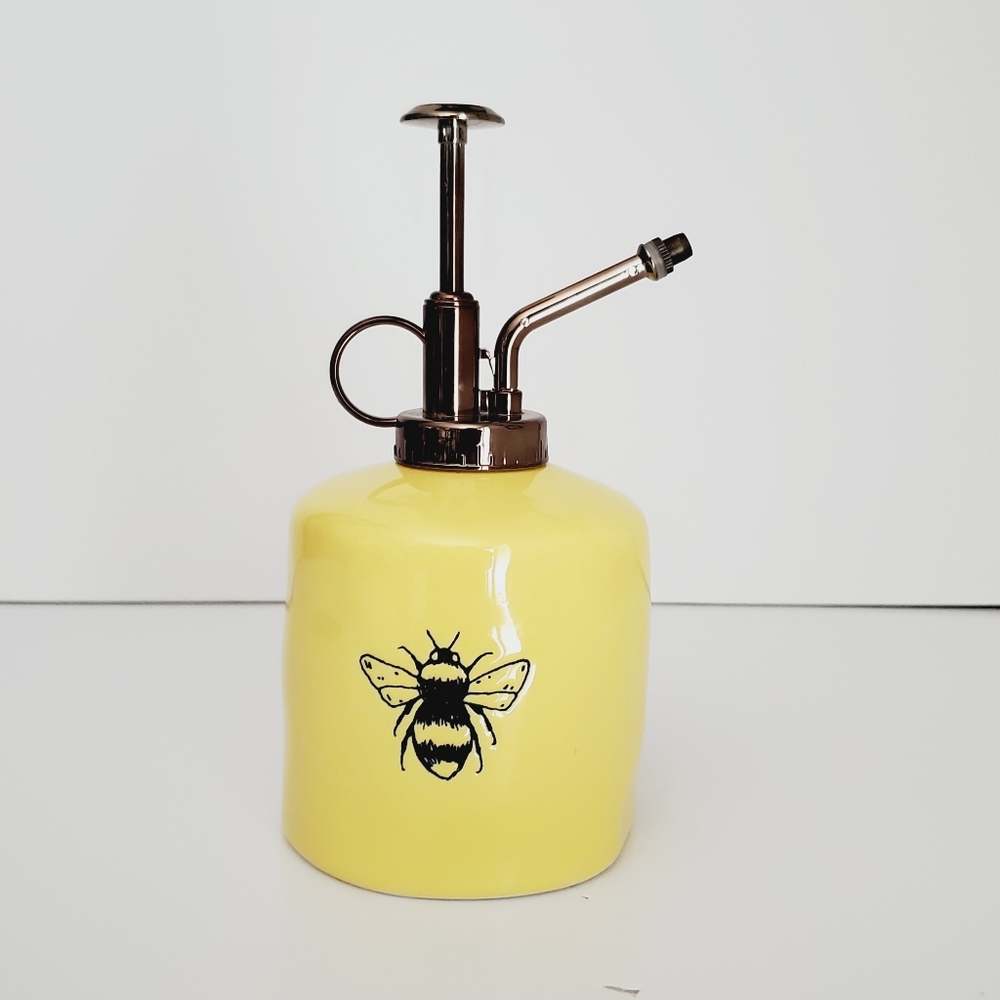 Rae Dunn Yellow Ceramic Plant Mister With A Bee And 'Reigning Queen'